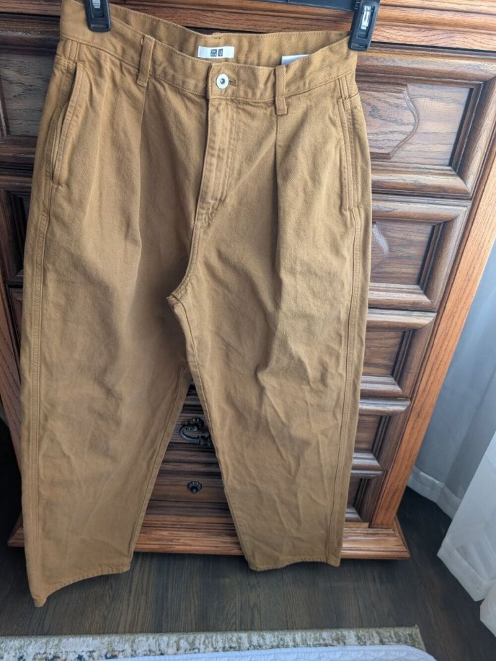 Brown Cotton Wide Leg Relaxed Fit Women`s Pants Uniqlo U Size US 6